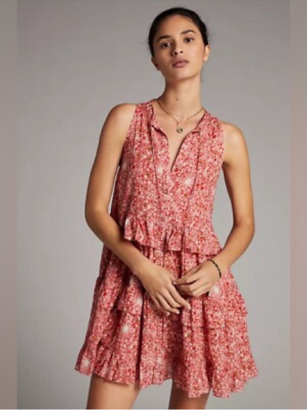 Carolina K Carmen Mini Dress Tunic Sz XS  Anthropologie Tiered Ruffle